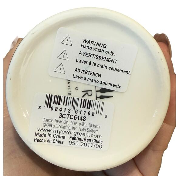 Cypress Home Ceramic Travel Coffee Latte Tea Mug BE MERRY Christmas Cardinal 17 - Picture 8 of 10